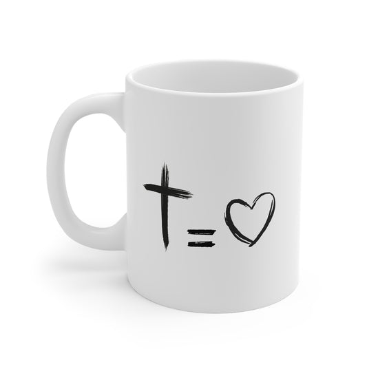 Cross Equals Love White Mug