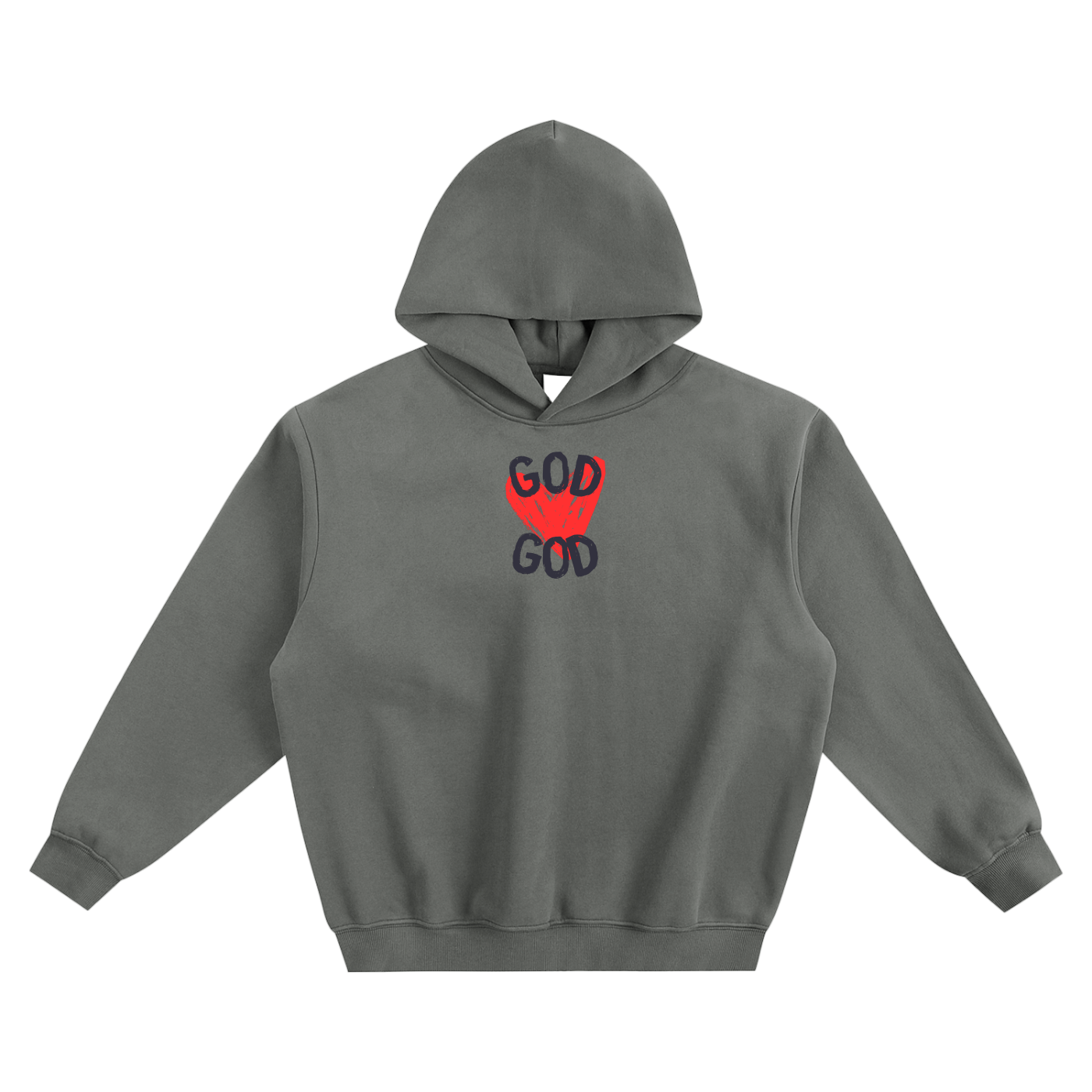 God (Heart) Fleeced Boxy Hoodie