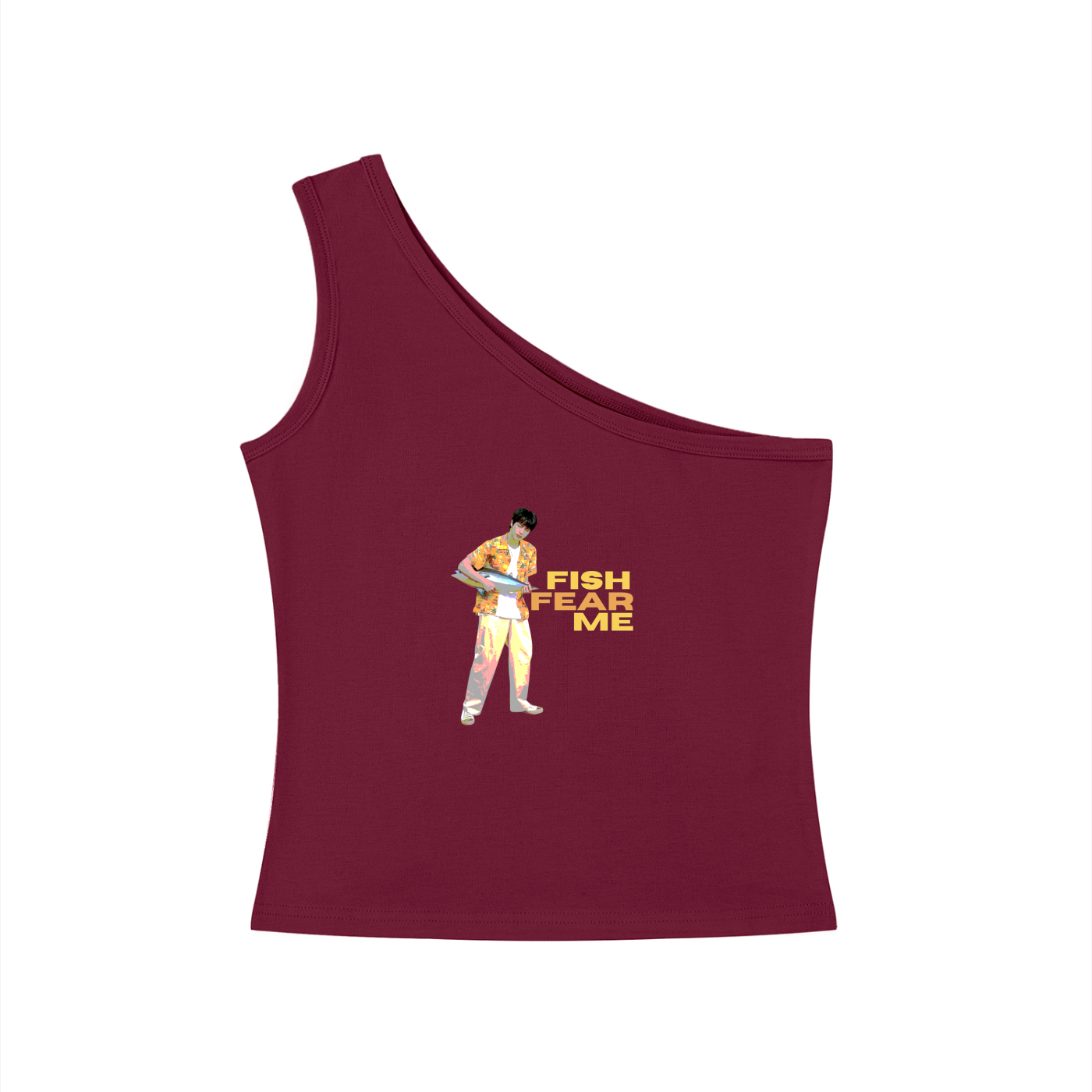 Fish Fear Me (Jin) One-Shoulder Crop T-Shirt