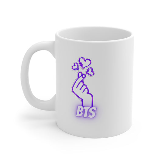 BTS Heart 11oz White Mug