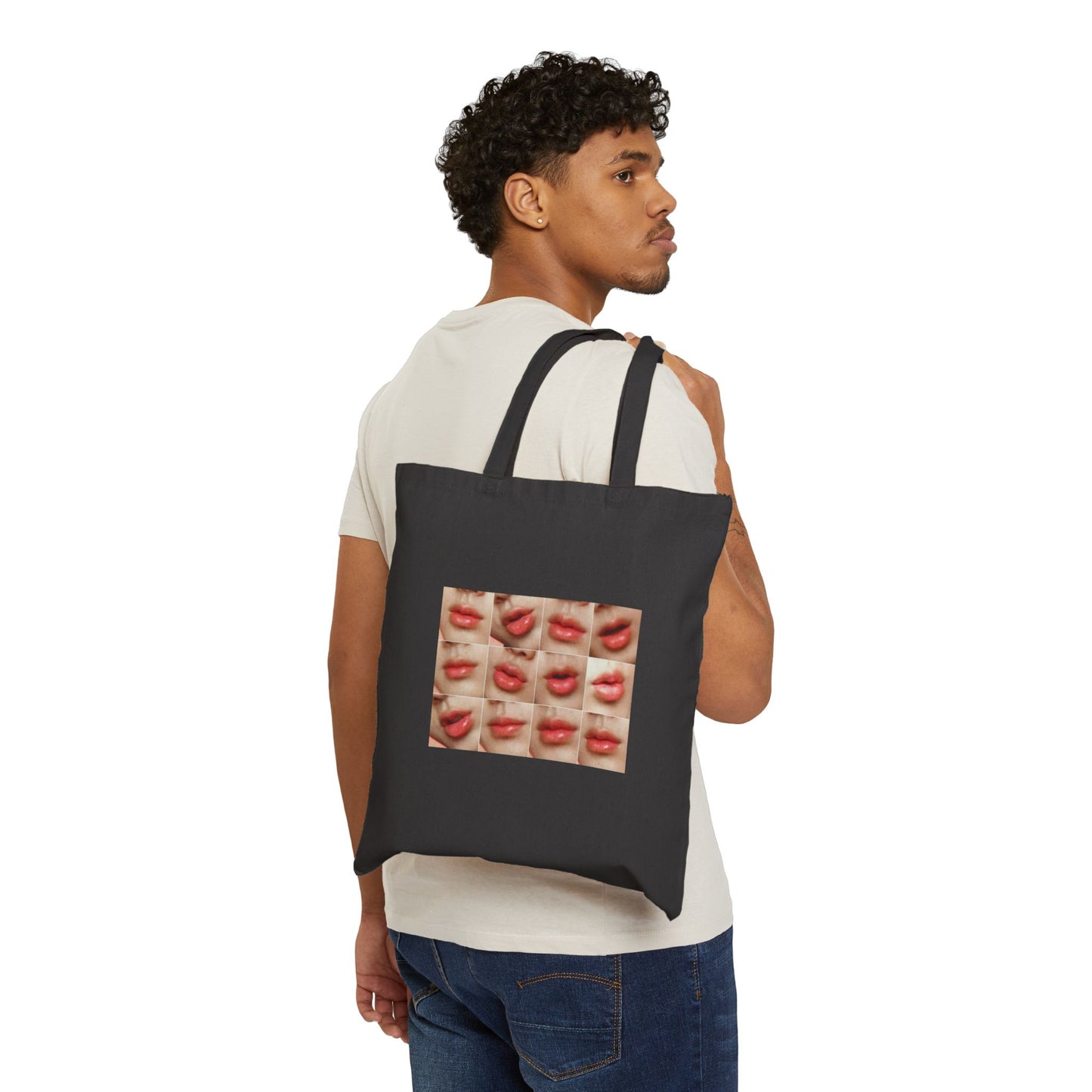 Jin's Lips Cotton Canvas Tote Bag