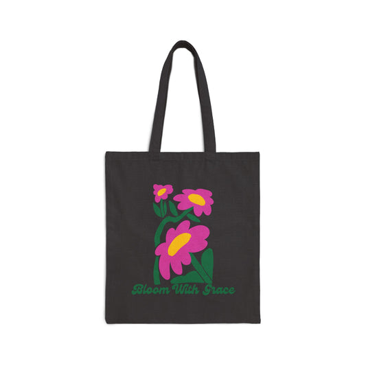 Bloom With Grace Cotton Canvas Tote Bag