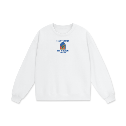 Seek Ye First Heavyweight Drop Shoulder Oversized Fleece Sweatshirt