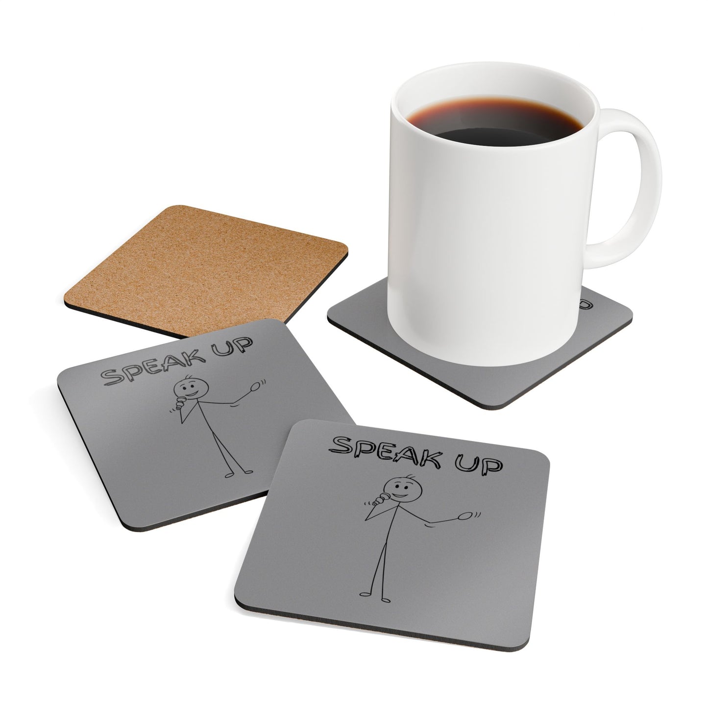 Speak Up (Geezer) Corkwood Coaster Set