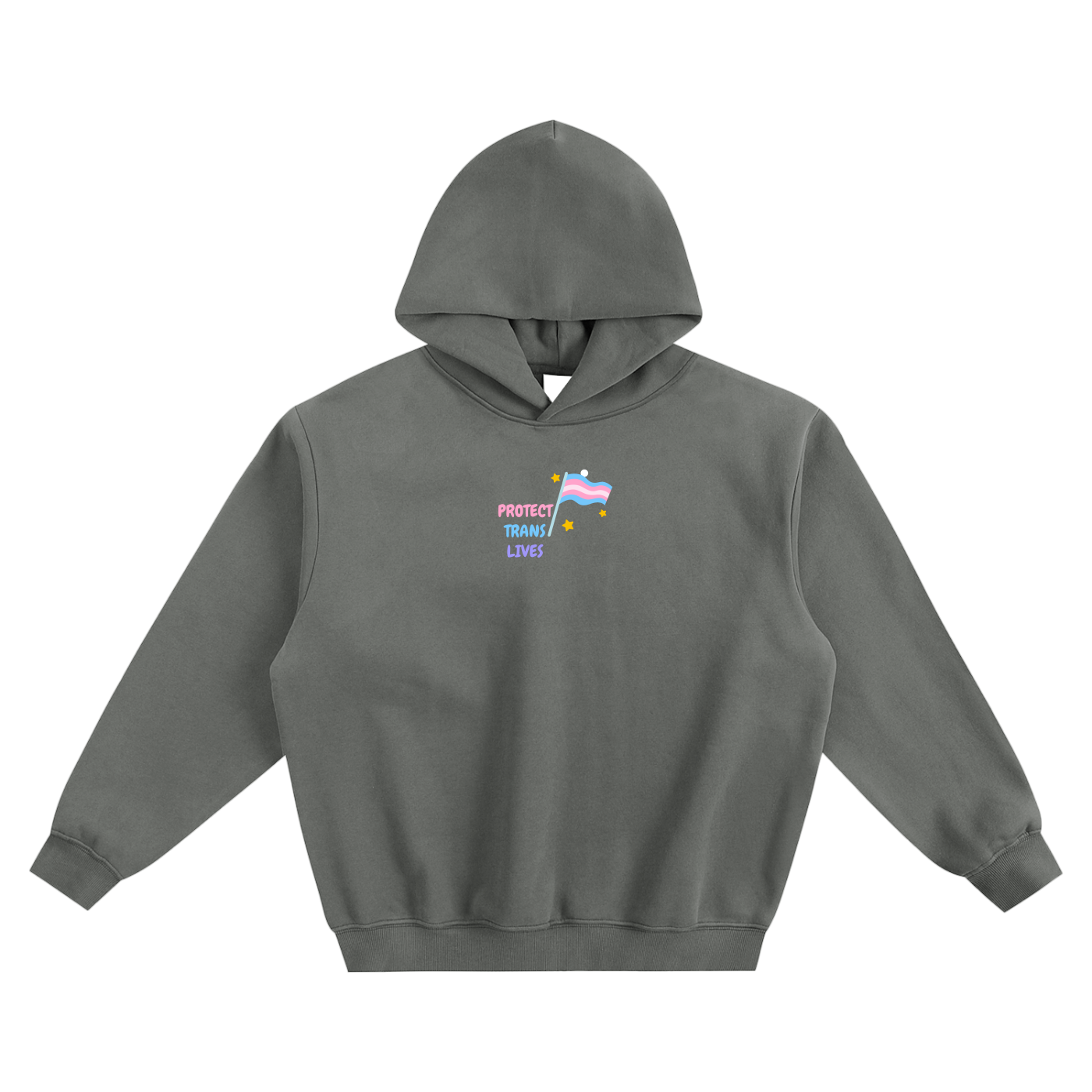 Protect Trans Lives Fleeced Boxy Hoodie