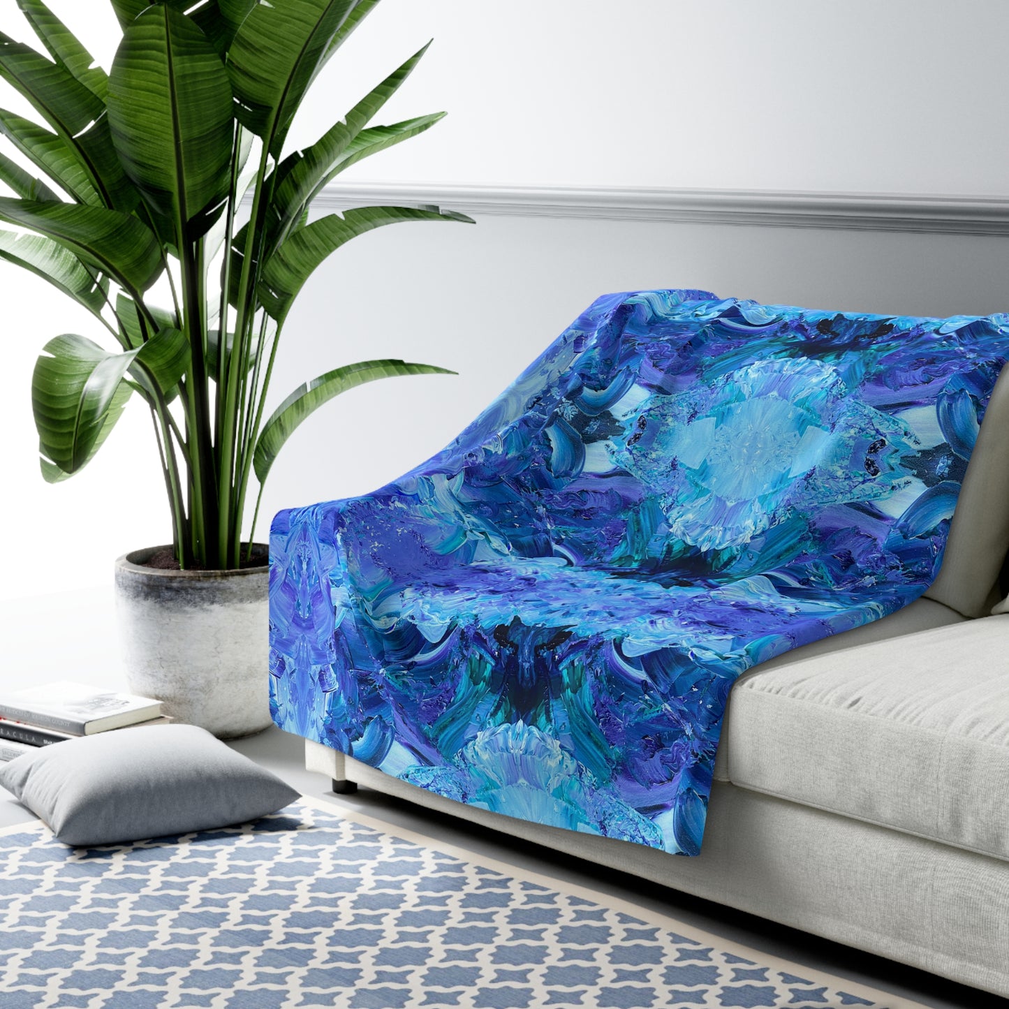 Waves Of Sapphire Sherpa Fleece Blanket