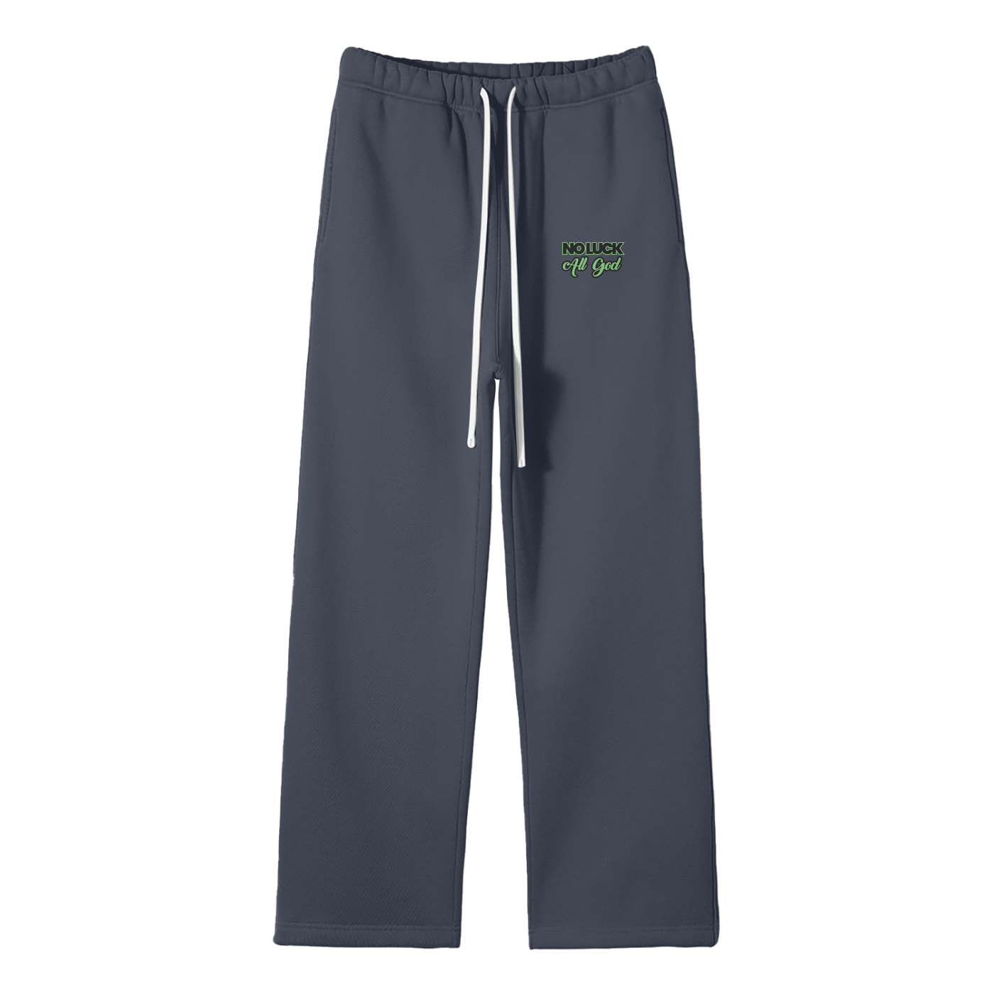 No Luck All God Streetwear Fleece Straight Leg Pants