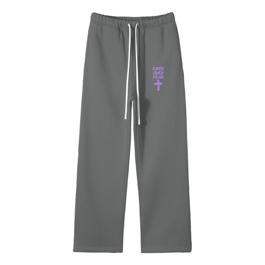 Faith Over Fear Streetwear Fleece Straight Leg Pants