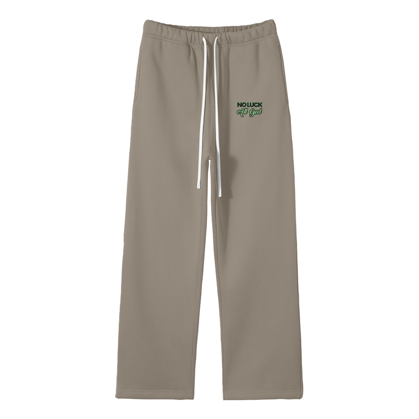 No Luck All God Streetwear Fleece Straight Leg Pants