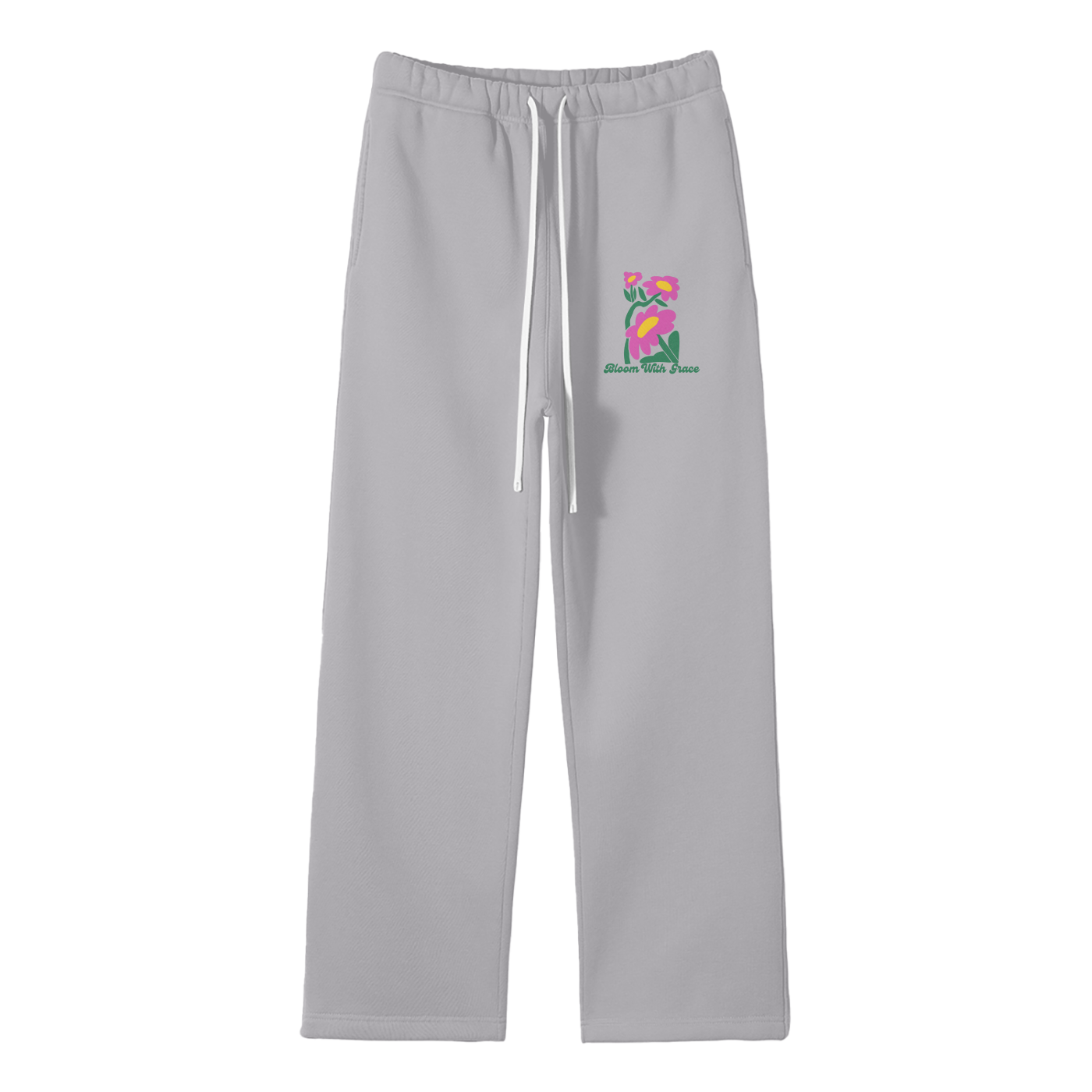 Bloom With Grace Streetwear Fleece Straight Leg Pants