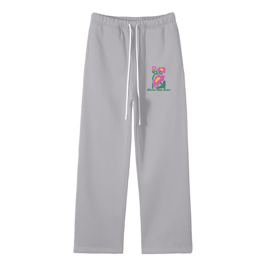 Bloom With Grace Streetwear Fleece Straight Leg Pants