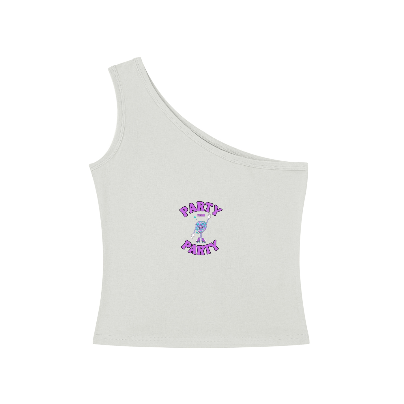 Party Party Yeah One-Shoulder Crop T-Shirt