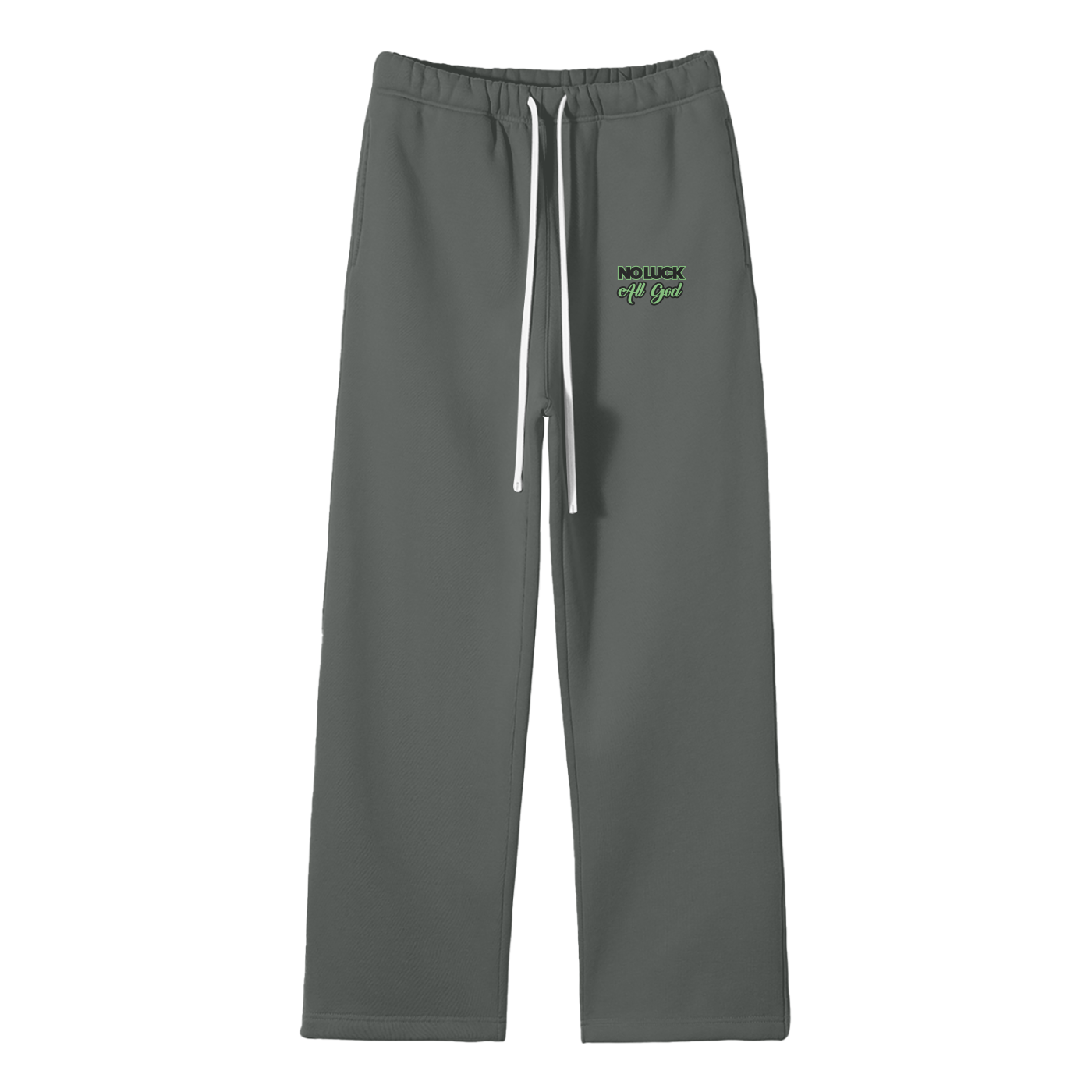 No Luck All God Streetwear Fleece Straight Leg Pants