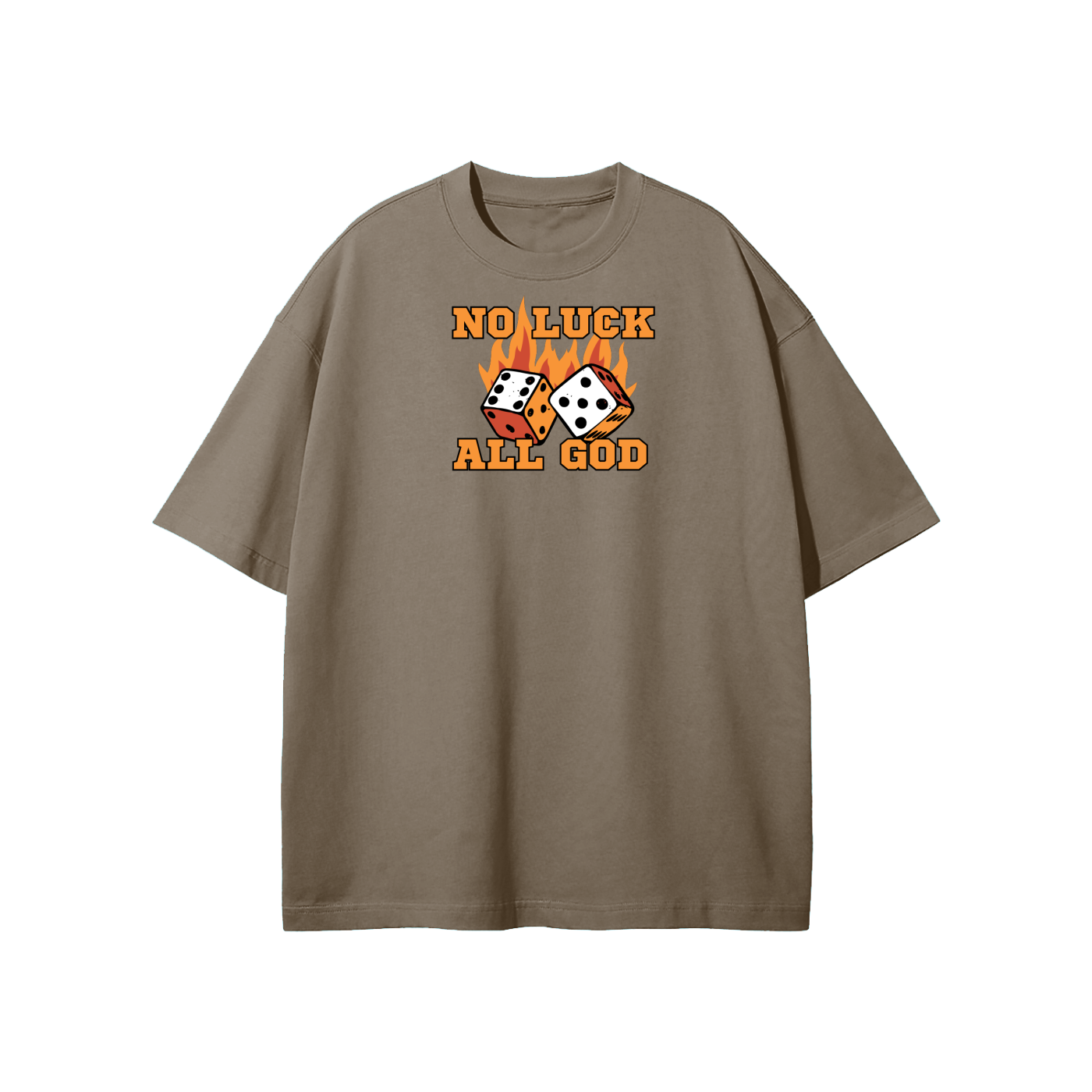 No Luck All God Streetwear Heavyweight Loose Fit T-Shirt
