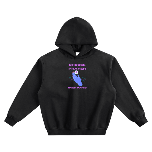 Choose Prayer Over Panic Fleeced Boxy Hoodie