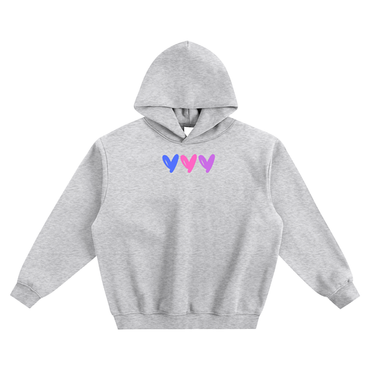 3 Hearts Fleeced Boxy Hoodie