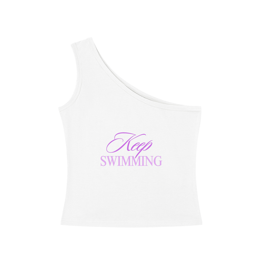 Keep Swimming BTS Purple One-Shoulder Crop T Shirt