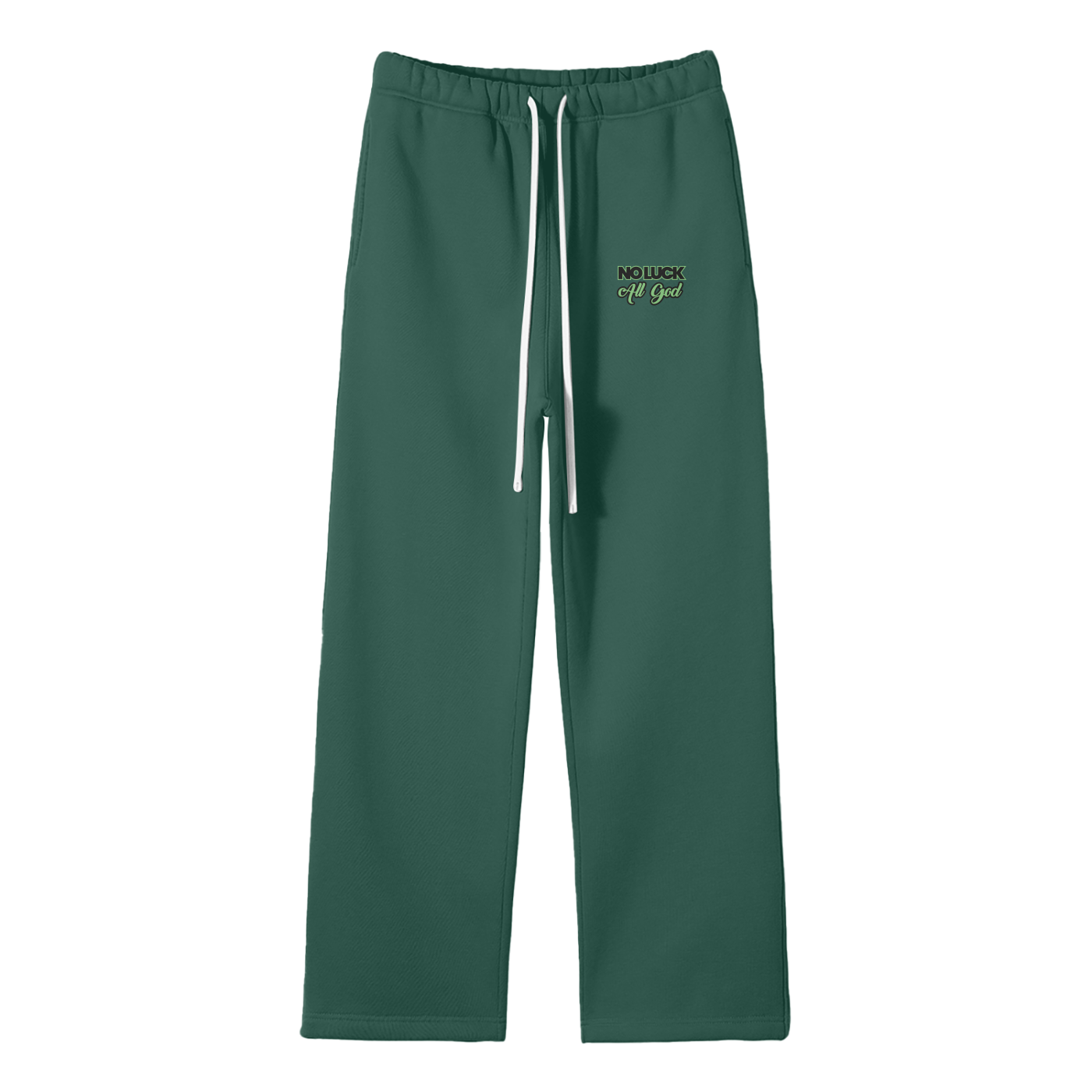 No Luck All God Streetwear Fleece Straight Leg Pants