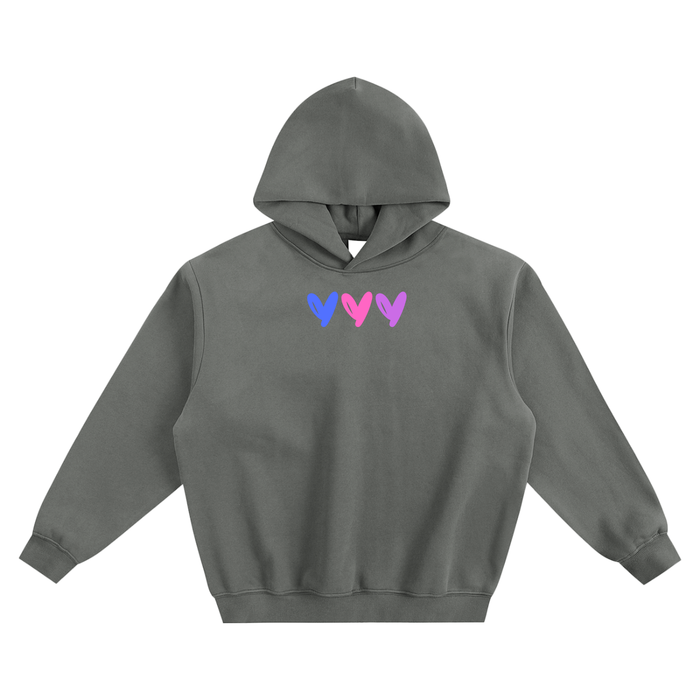 3 Hearts Fleeced Boxy Hoodie