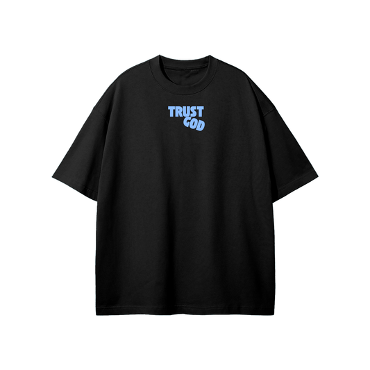 Trust God (Blue) Streetwear Heavyweight Loose Fit T-Shirt