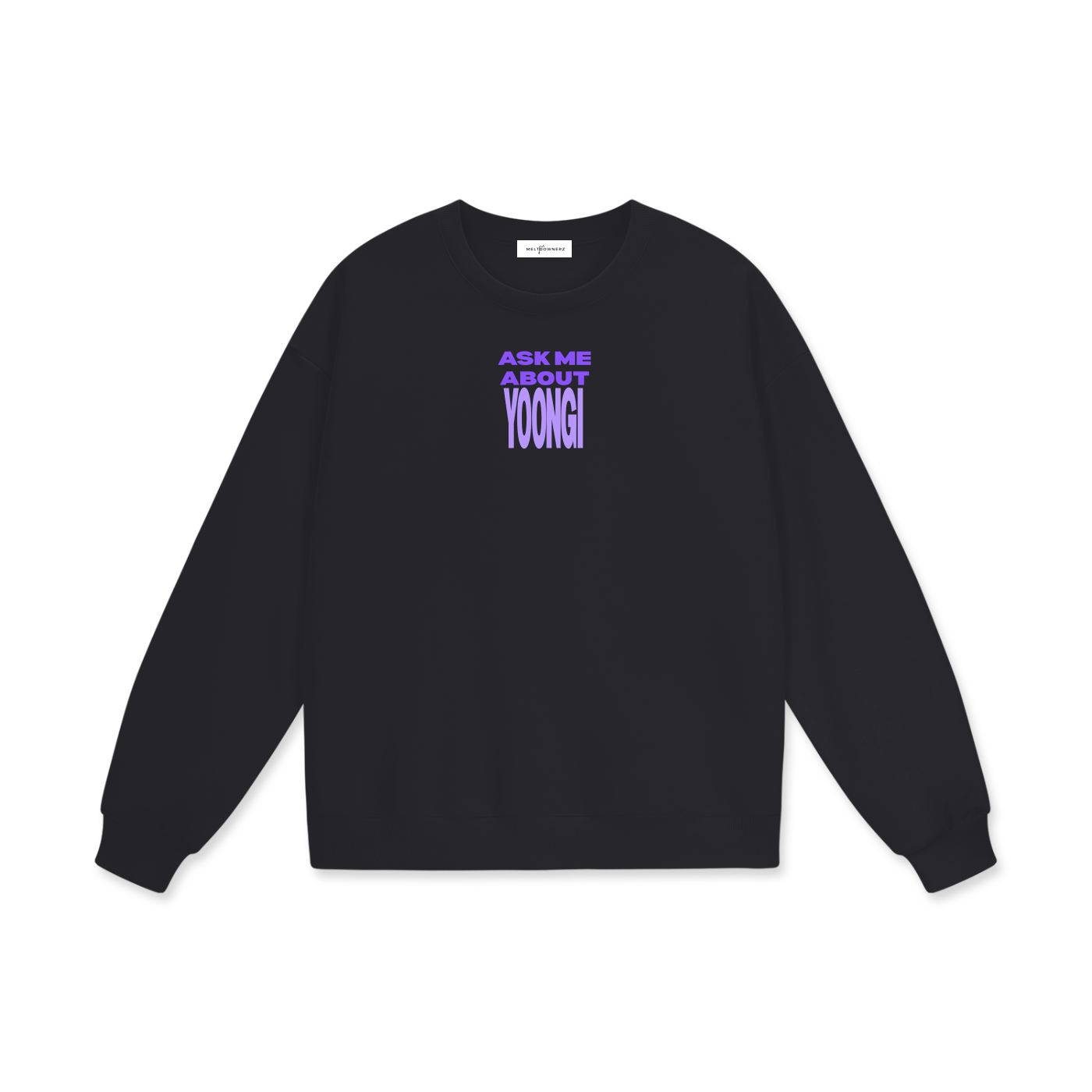 Ask Me About Yoongi Drop Shoulder Oversized Fleece Sweatshirt