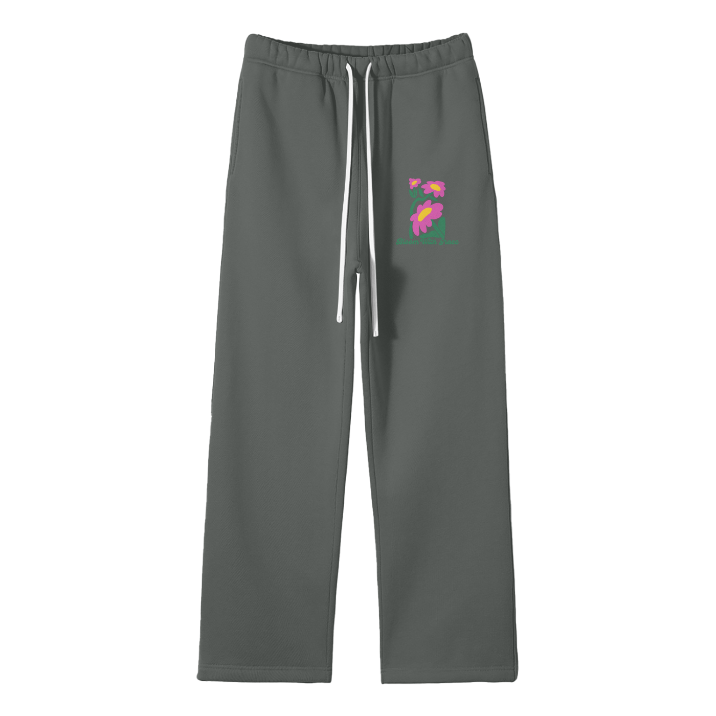 Bloom With Grace Streetwear Fleece Straight Leg Pants