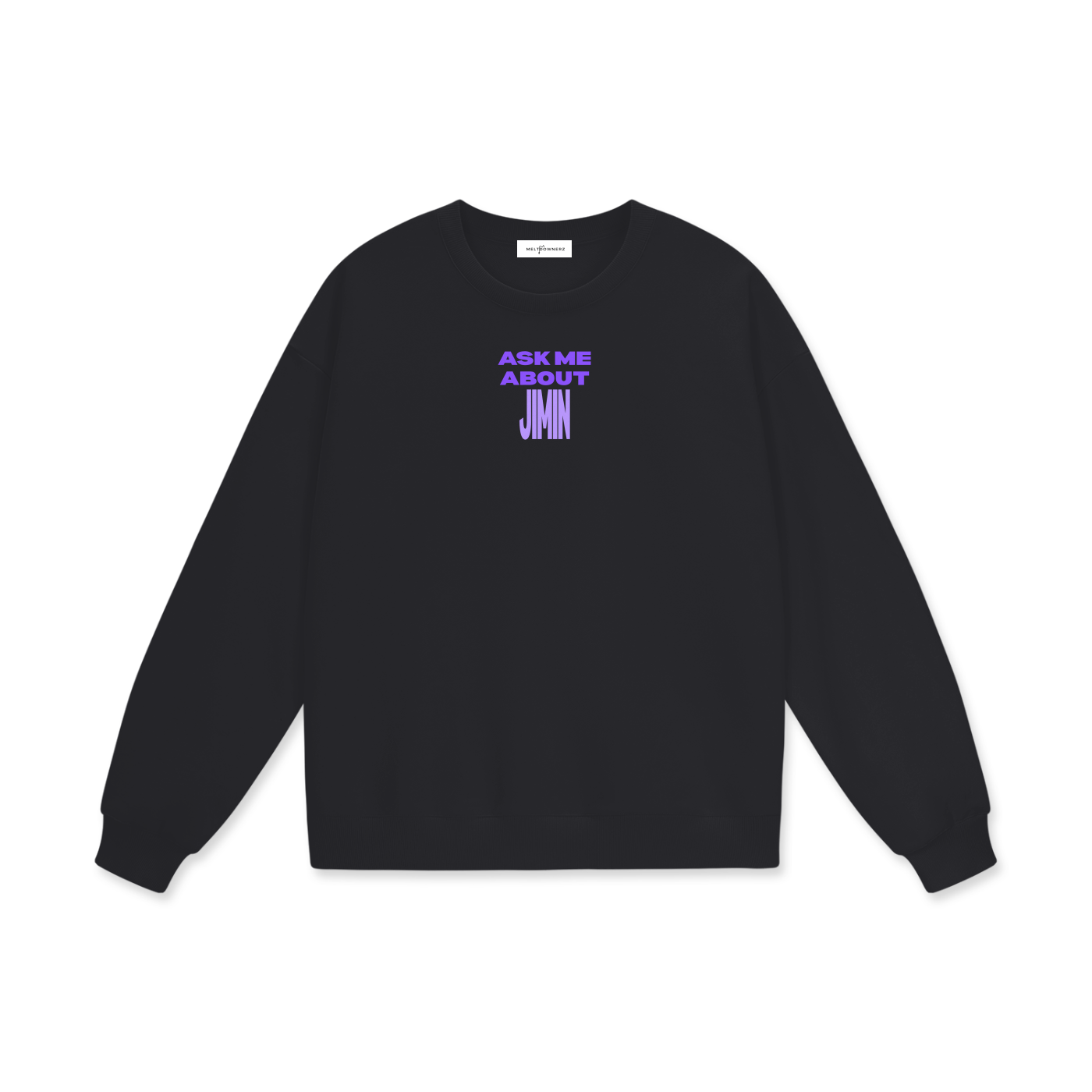 Ask Me About Jimin Drop Shoulder Oversized Fleece Sweatshirt