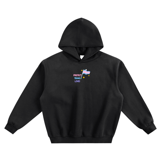 Protect Trans Lives Fleeced Boxy Hoodie