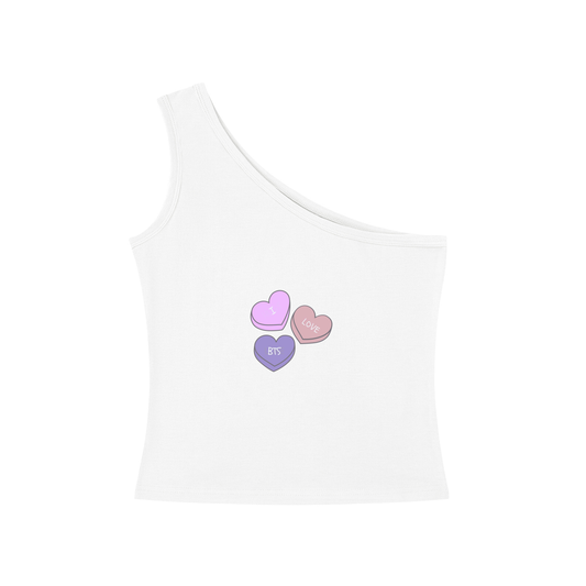 I Love BTS One-Shoulder Crop T-Shirt