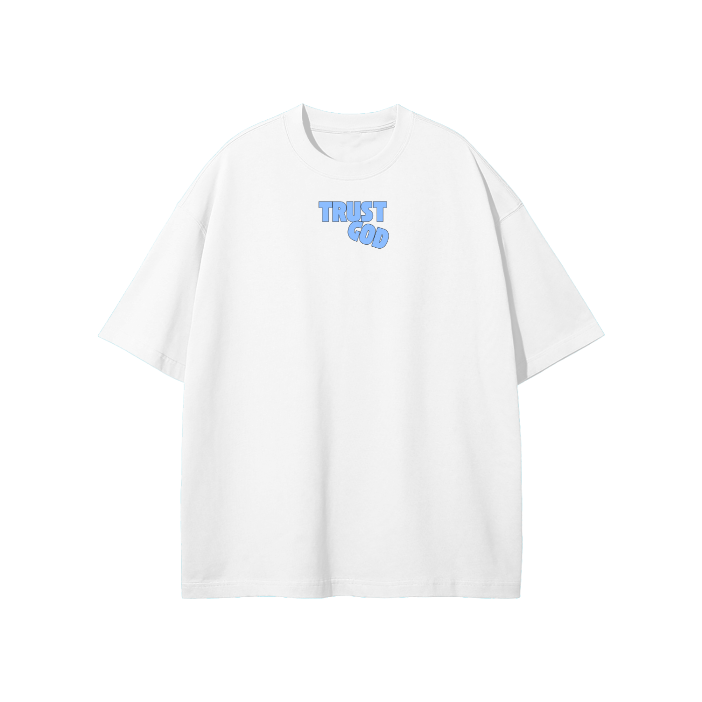 Trust God (Blue) Streetwear Heavyweight Loose Fit T-Shirt