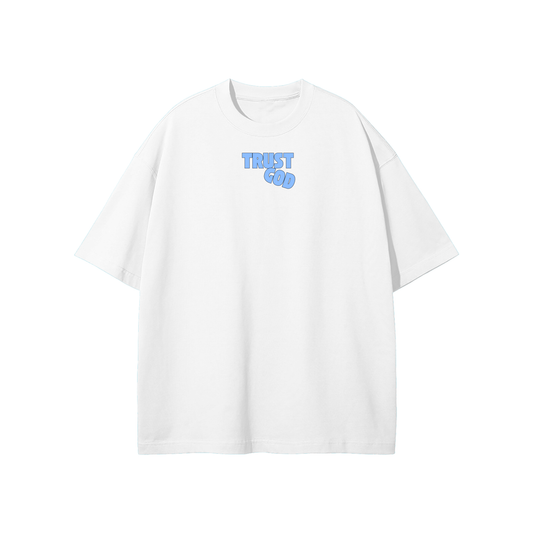 Trust God (Blue) Streetwear Heavyweight Loose Fit T-Shirt