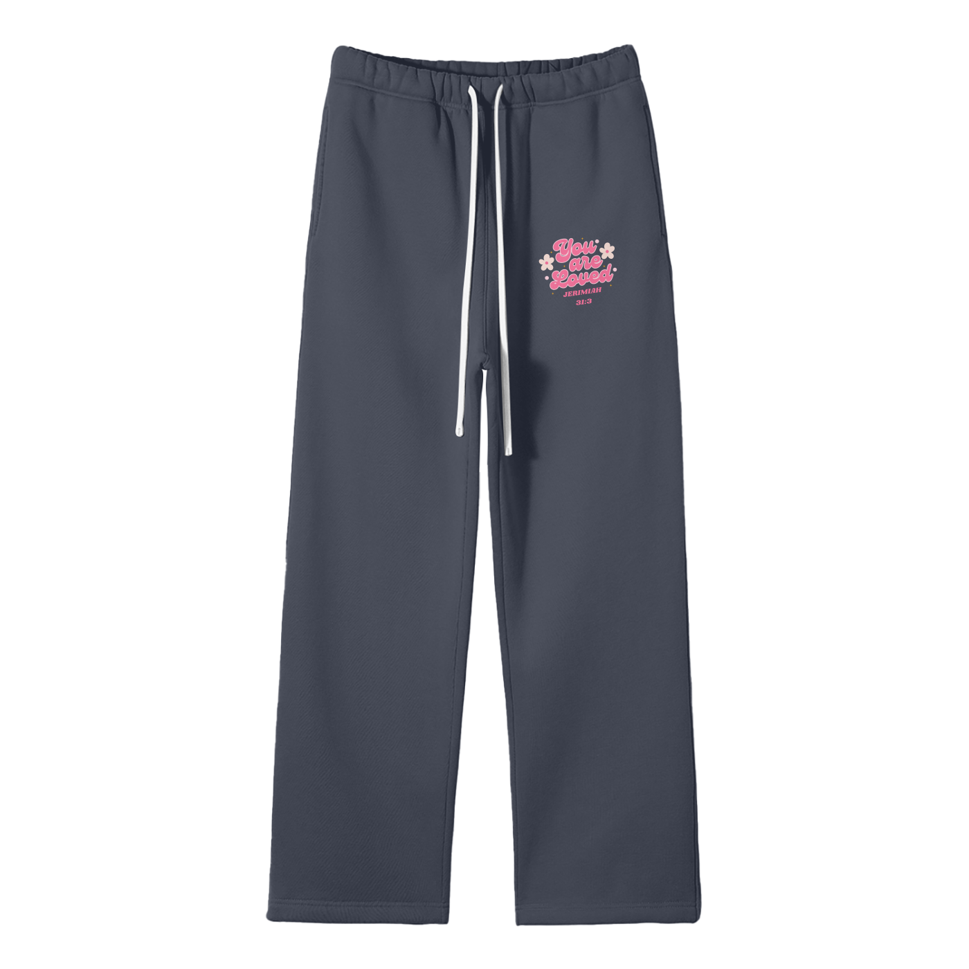 You Are Loved Streetwear Unisex Solid Color Fleece Straight Leg Pants