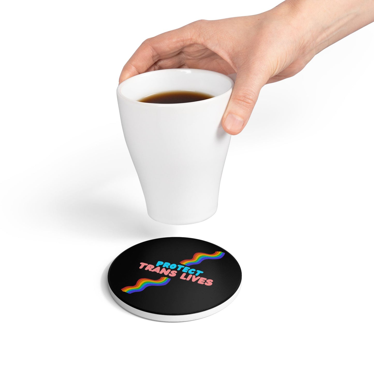 Protect Trans Lives Ceramic Coaster