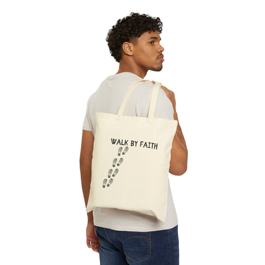 Walk By Faith Cotton Canvas Tote Bag
