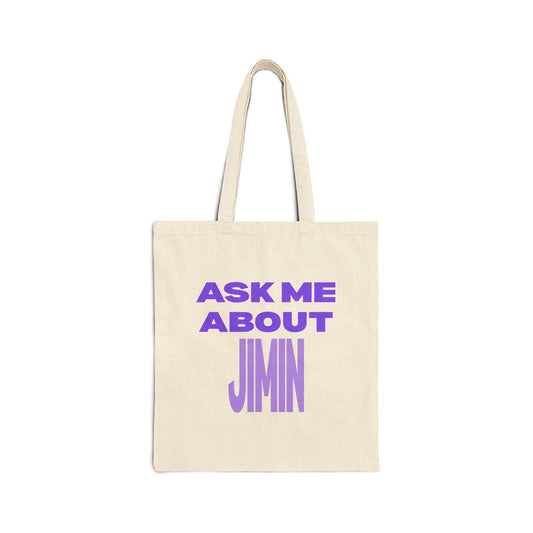 Ask Me About Jimin Cotton Canvas Tote Bag
