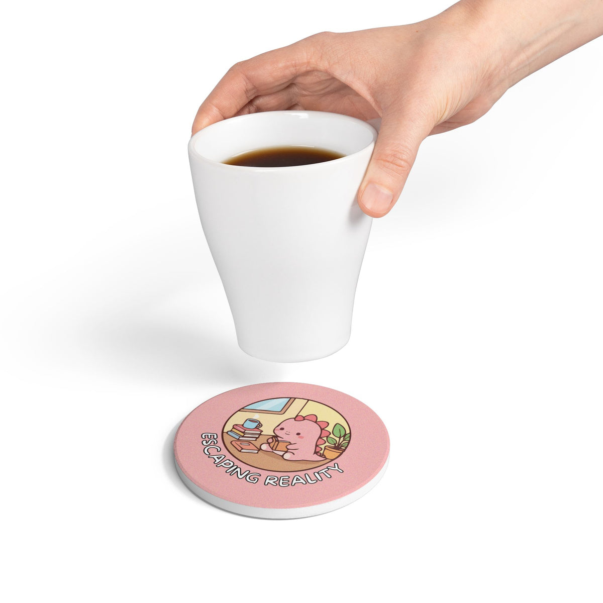 Escaping Reality (Dino) Ceramic Coaster