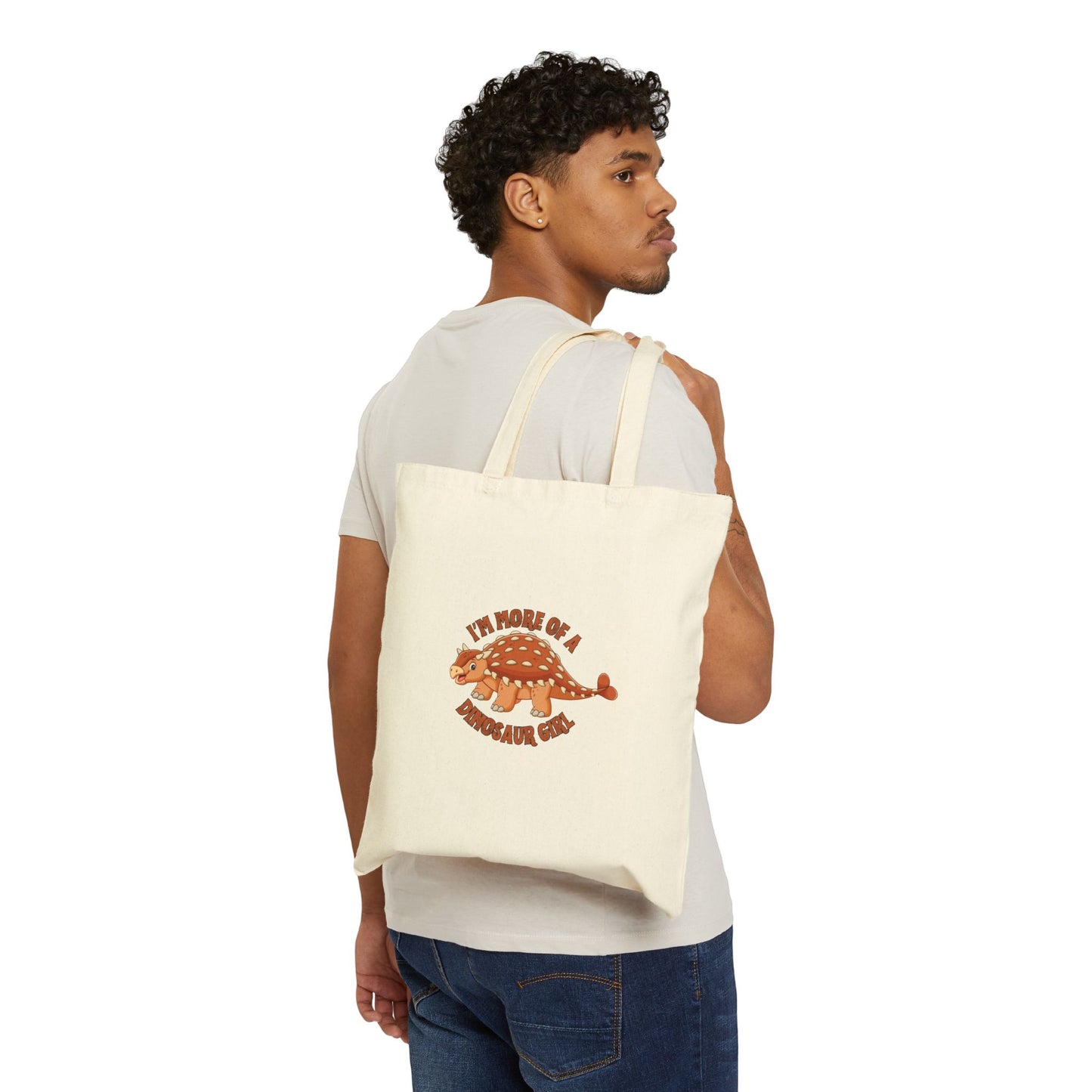I'm More Of A Dinosaur Girl (Bumpy) Cotton Canvas Tote Bag