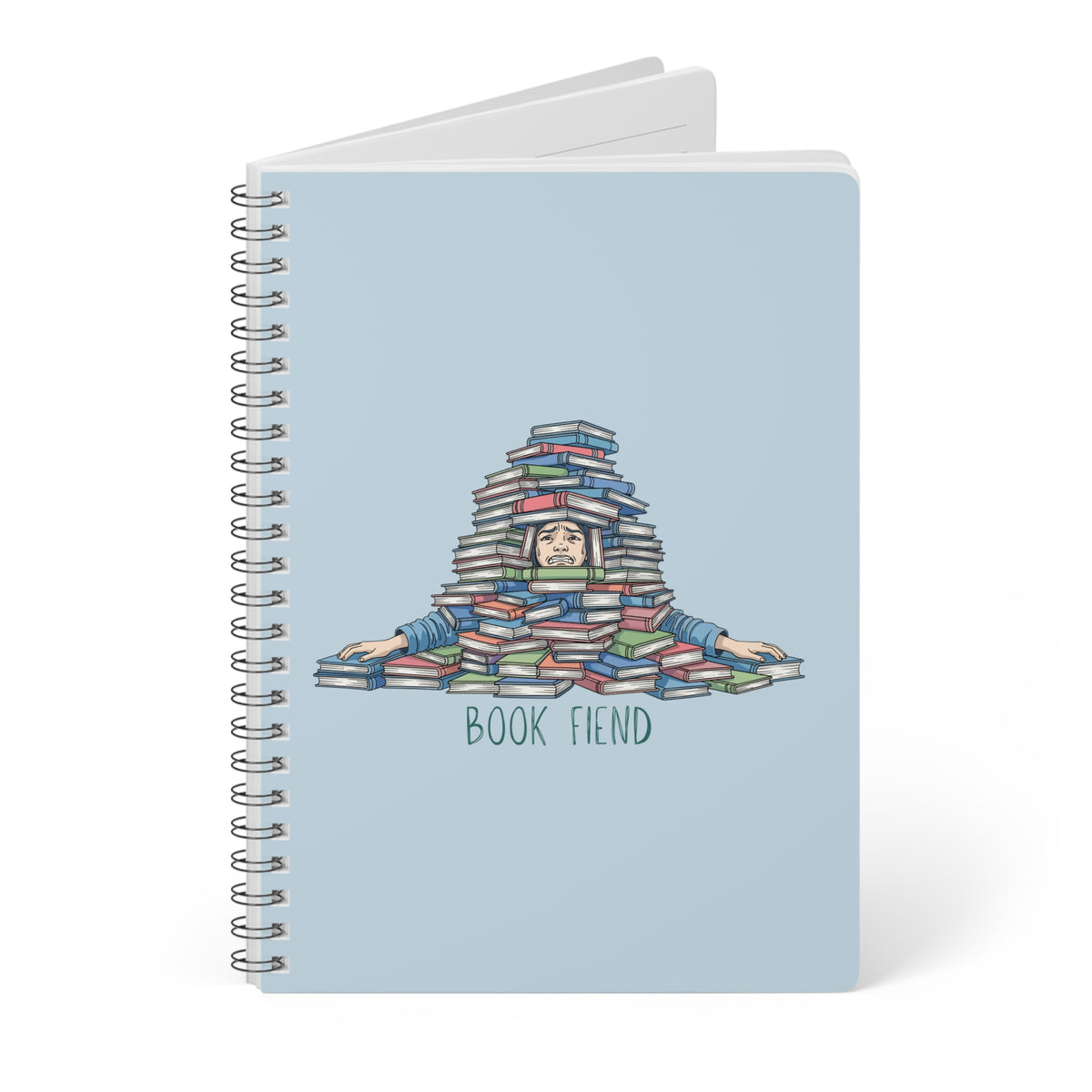 Book Fiend (Pile) Wirobound Softcover Notebook, A5