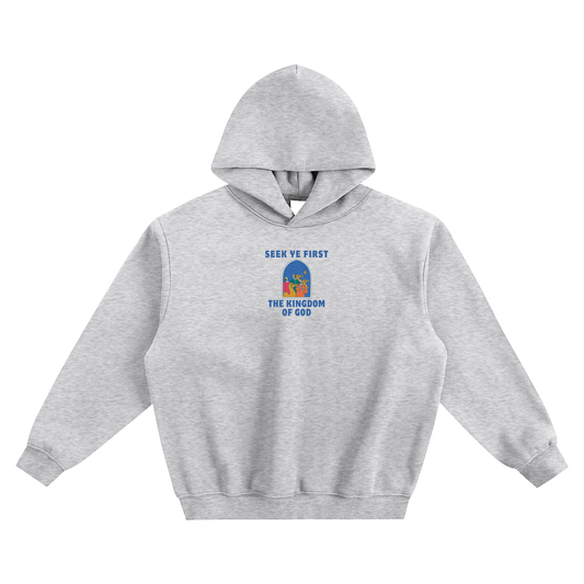 Seek Ye First The Kingdom Of God Fleeced Boxy Hoodie