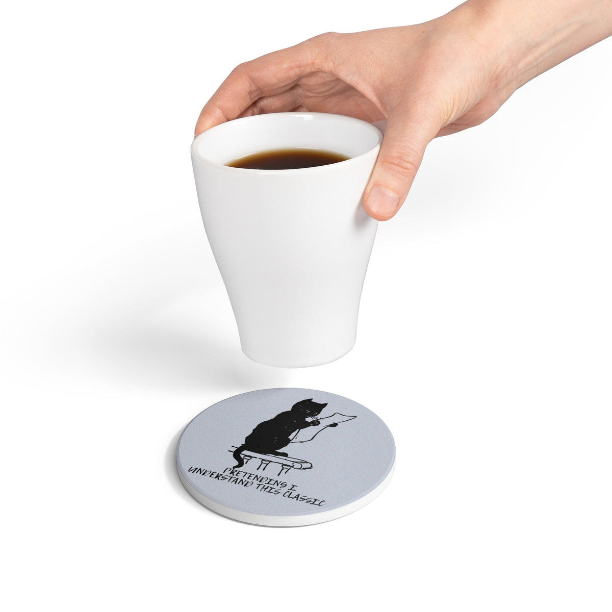 Pretending I Understand This Classic (Cat) Ceramic Coaster