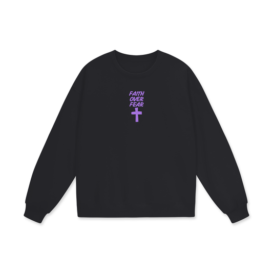 Faith Over Fear Heavyweight Drop Shoulder Oversized Fleece Sweatshirt