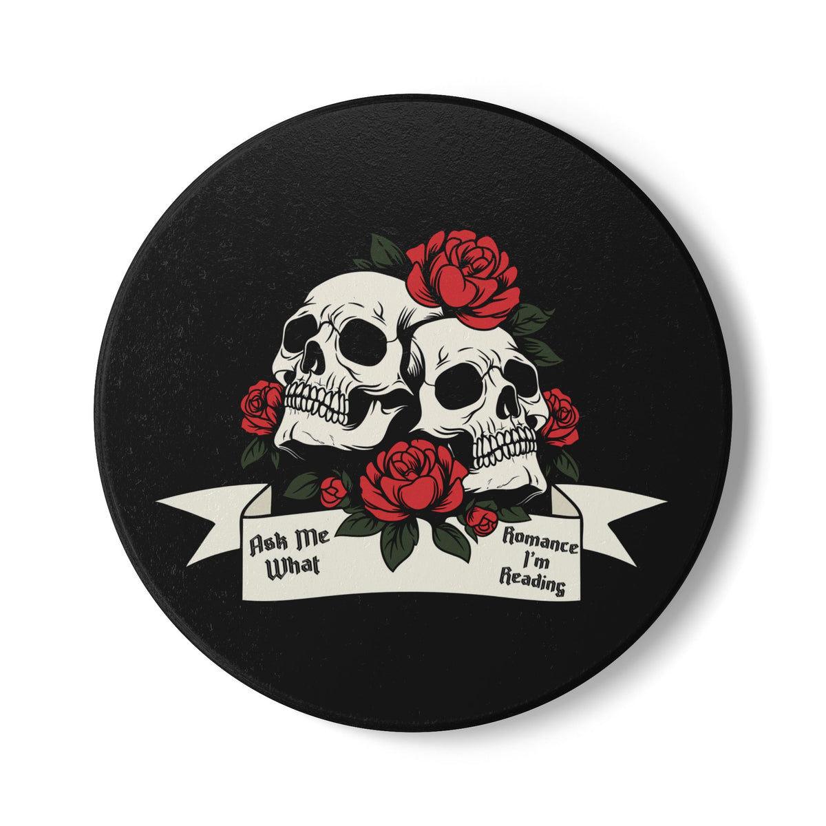 Ask Me What Romance I'm Reading (Skull) Ceramic Coaster
