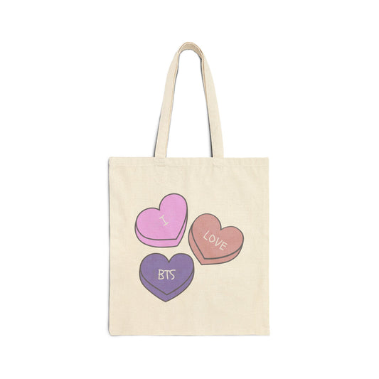I Love BTS Cotton Canvas Tote Bag