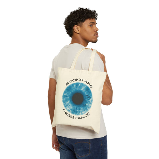 Books Are Resistance (Eye) Cotton Canvas Tote Bag