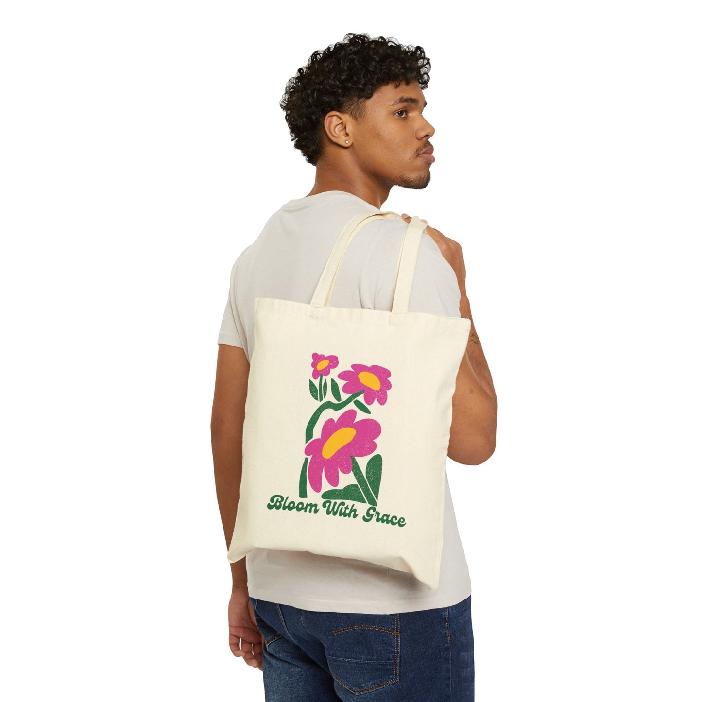 Bloom With Grace Cotton Canvas Tote Bag