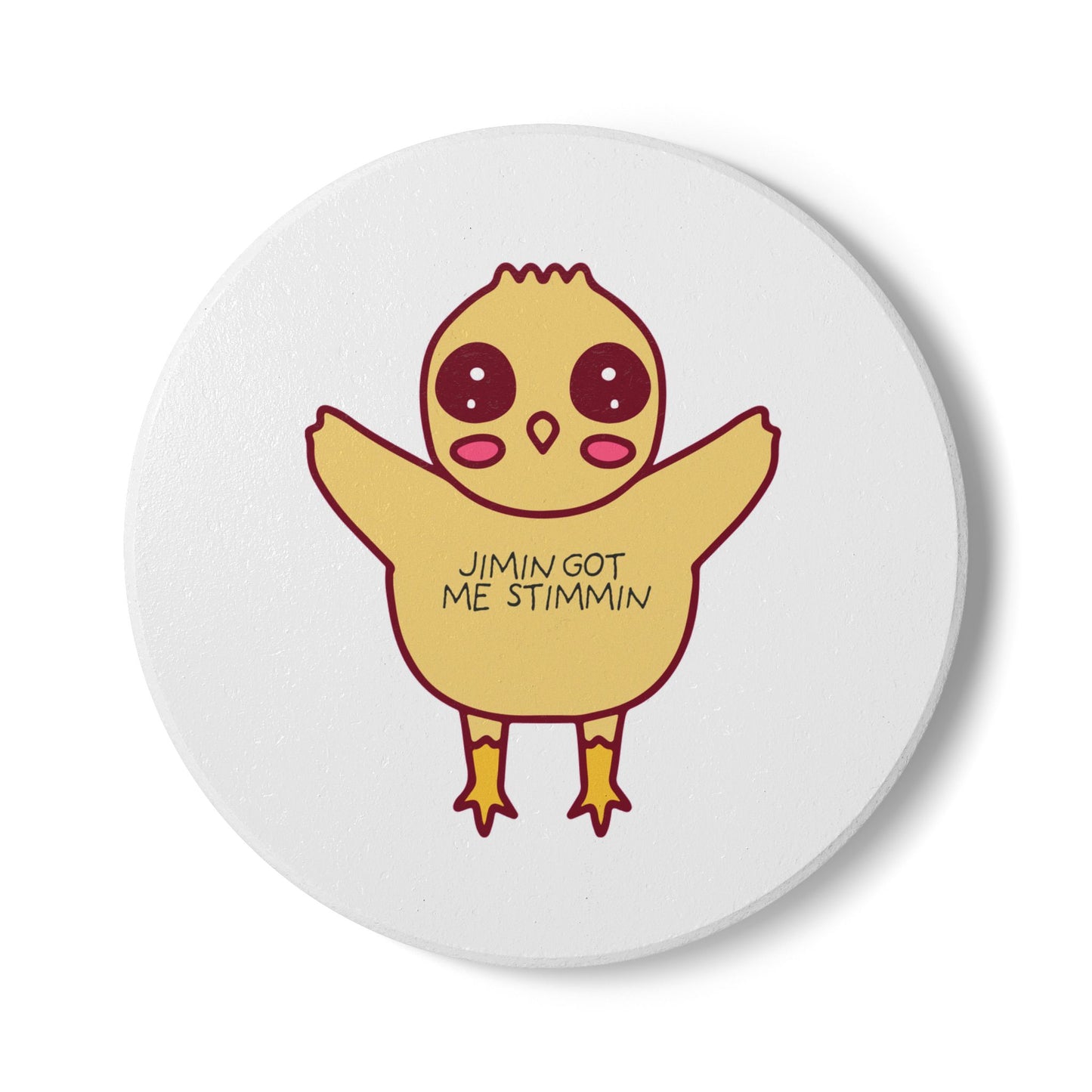 Jimin Got Me Stimmin' (Chick) Ceramic Coaster