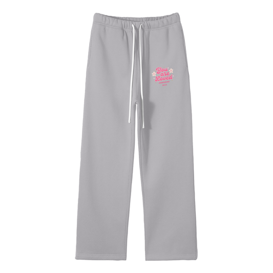 You Are Loved Streetwear Unisex Solid Color Fleece Straight Leg Pants