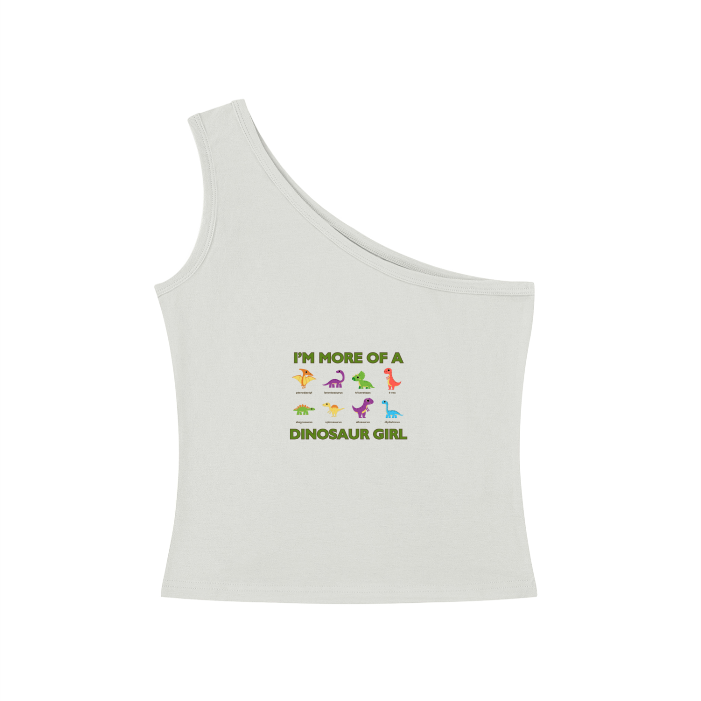 I'm More Of A Dinosaur Girl One-Shoulder Crop T Shirt