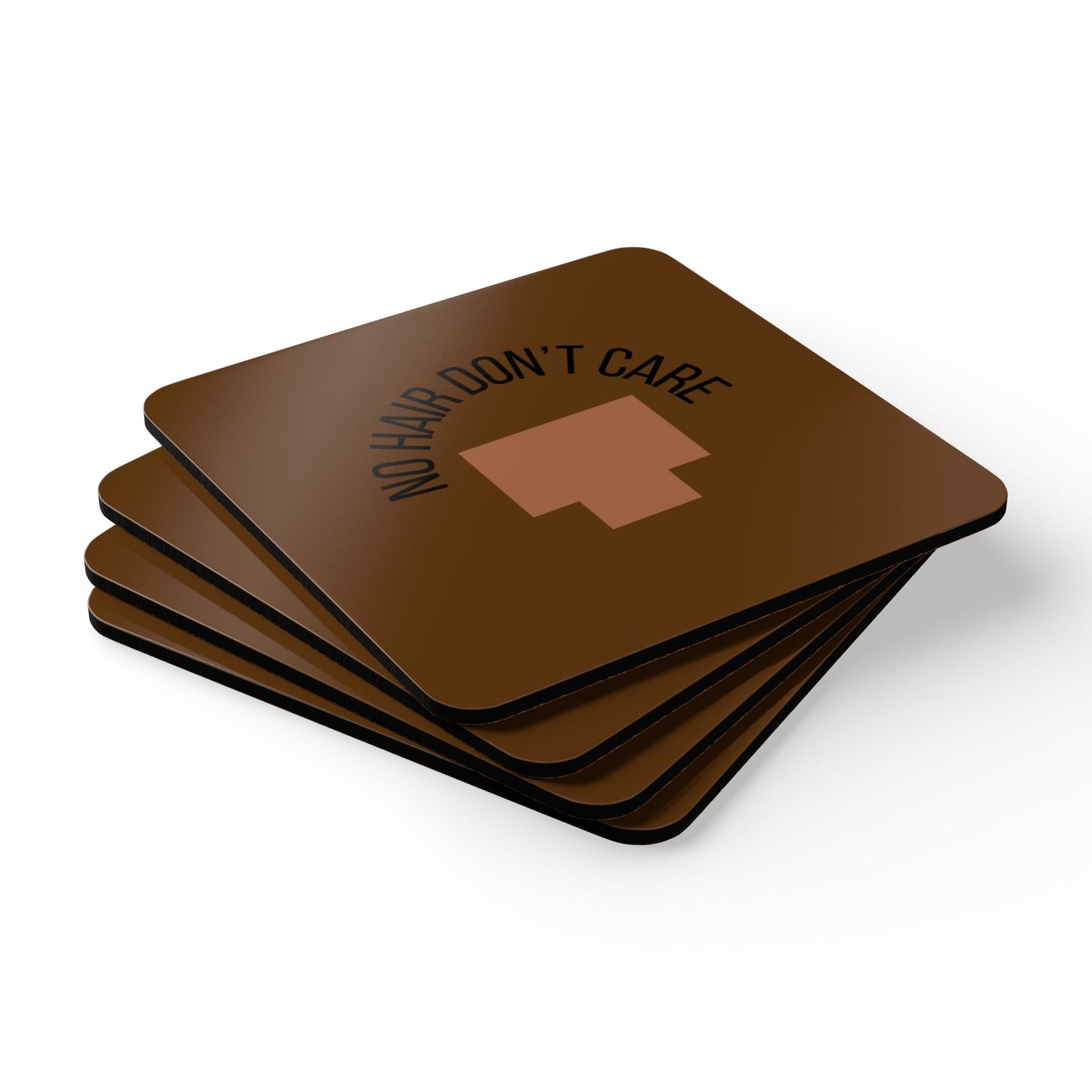 No Hair Don't Care (2) Corkwood Coaster Set