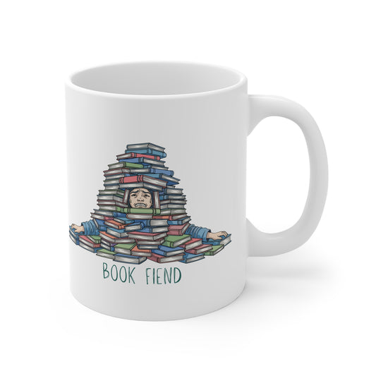 Book Fiend (Pile) 11oz White Mug